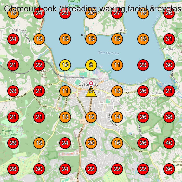 Glamour Look (threading,waxing,facial & eyelashes studio) GeoGrid visibility map for Boutique in Oyster Bay